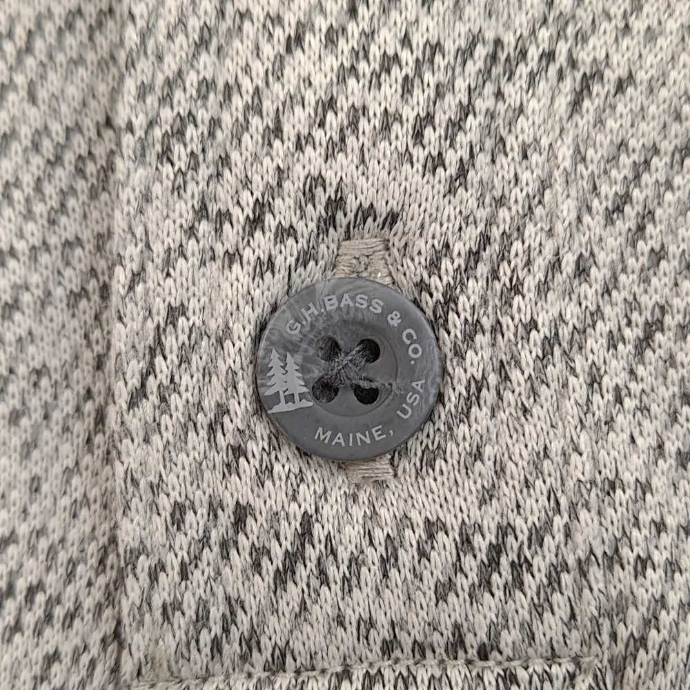 G.H. BASS Men's Sherpa Fleece Button Mock Sweater Moonstruck Heather Gray - 2X - Picture 5 of 10
